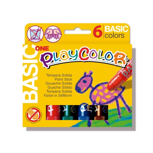 Sticks de Peinture Gouache Solide 10g - Playcolor Basic One - 6 couleurs assorties - 10711