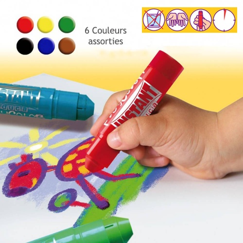 Sticks de Peinture Gouache Solide 10g - Playcolor Basic One - 6 couleurs assorties - 10711