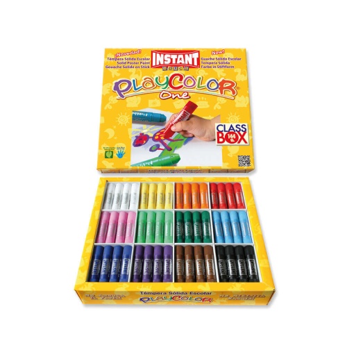 Sticks de Peinture Gouache Solide 10g - Playcolor Basic One Class Box - 144 pcs - couleurs assorties - 10901
