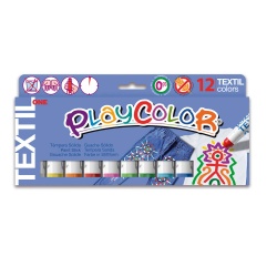 TEXTIL ONE - Stick de peinture gouache solide 10 g - 12 couleurs assorties - PLAYCOLOR