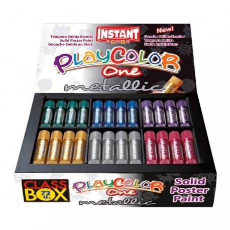 Sticks de Peinture Gouache Solide 10g - Playcolor Metallic One Class Box - 72 couleurs assorties - 10371