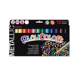 Stylos de Peinture Gouache Solide 5g - Playcolor Metallic Pocket - 12 couleurs assorties - 10131