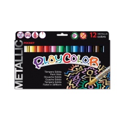 METALLIC POCKET - Stylo de peinture gouache solide 5 g - 12 couleurs assorties - PLAYCOLOR