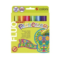 FLUO POCKET - Stylo de peinture gouache solide 5 g - 6 couleurs assorties - PLAYCOLOR