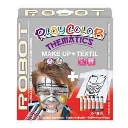 Pack 3-en-1 - Maquillage + T-Shirt à Peindre + Stick de Peinture pour Textile - Thème Robot - Playcolor - 58043
