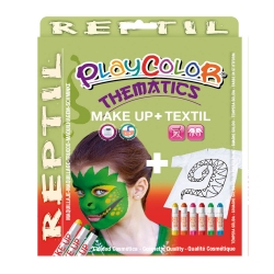 Pack 3-en-1 - Maquillage + T-Shirt à peindre + Stick de peinture pour textile - Thème REPTIL - PLAYCOLOR