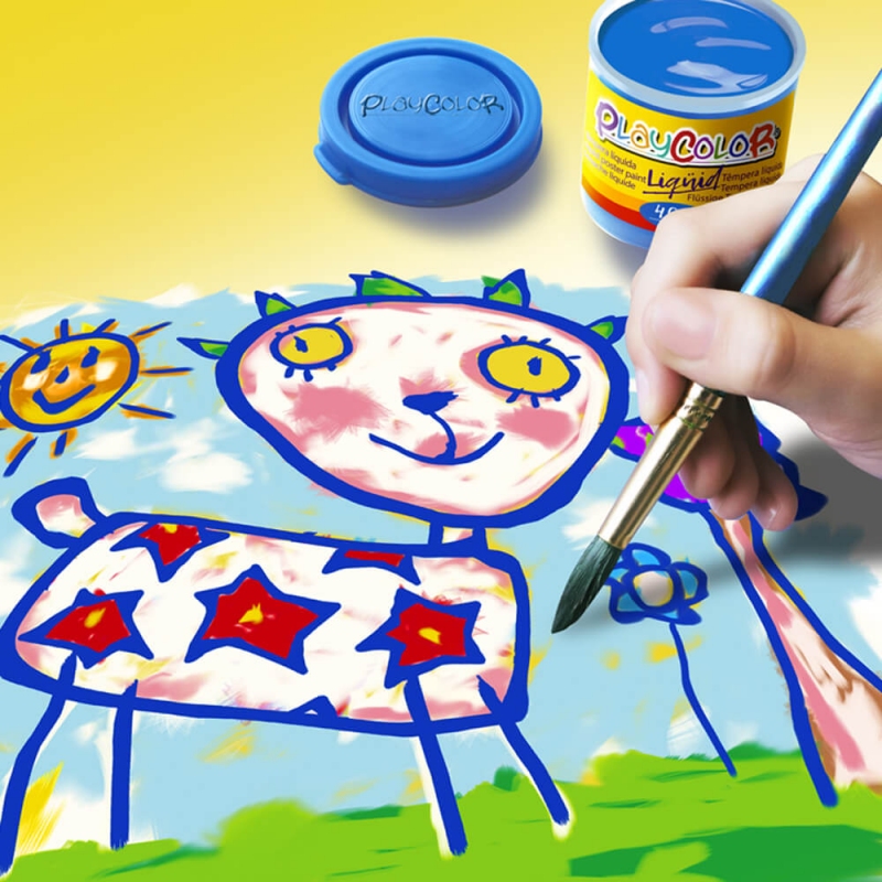 6 pots de peinture à l'eau + 1 pinceau dessin enfants jeux