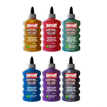 Lot de 6 Colles Métalliques 180ml - Instant - Assortiment 6 Couleurs - Loisirs créatifs - Slime - 14871