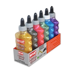 Lot de 6 Colles Métallique 180ml - 6 couleurs assorties - Loisirs créatifs - SLIME