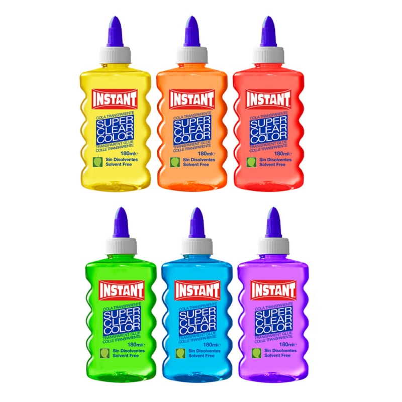 Lot de 6 Colles stylo liquide FLUO paillettes FLUO - 6 x 10,5 ml