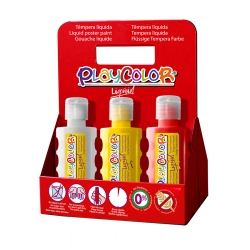 Lot de 6 Peinture Gouache Liquide Playcolor Basic 250ml + Casier de Rangement - 19331