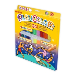 Stylos de Peinture Gouache Solide 5g - Pack Pocket One (Basic+Metal+Fluo) - 24 couleurs assorties - Playcolor - 02051