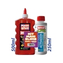 KIT MAXI SLIME COLLE GLITTER ROUGE 500ml + ACTIVATEUR 250ml. - INSTANT