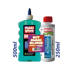 KIT MAXI SLIME COLLE GLITTER ROUGE 500ml + ACTIVATEUR 250ml. - INSTANT