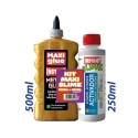 KIT MAXI SLIME COLLE METALLIQUE OR 500ml + ACTIVATEUR 250ml. - INSTANT