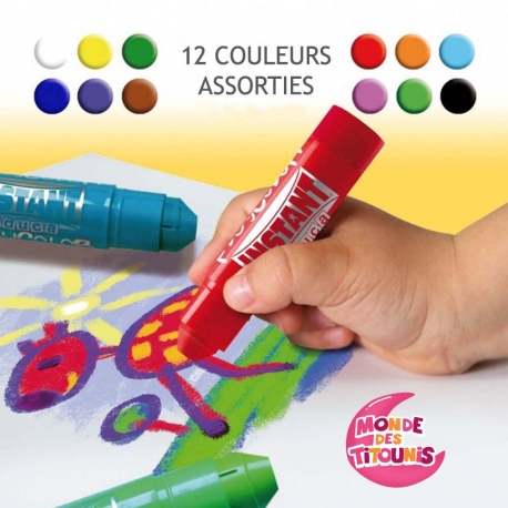 BASIC ONE - Stick de peinture gouache solide 10 g - 12 couleurs assorties - PLAYCOLOR
