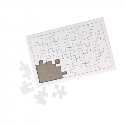 Lot de 10 Puzzle en Carton de 30 pièces avec Contour à Personnaliser - 14x21cm - Carton 900G/M2 - Coloris Blanc