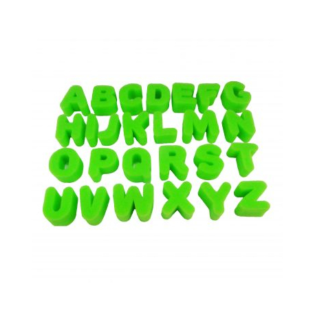 Pack de 26 Eponges Tampons à peindre 25mm - Coloris Vert - Thème Lettres