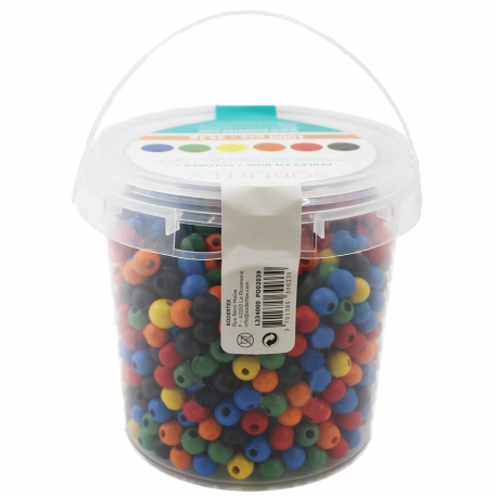 Lot de 1000 Perles en Bois Colorées - 10mm - Assortiment de 6 couleurs