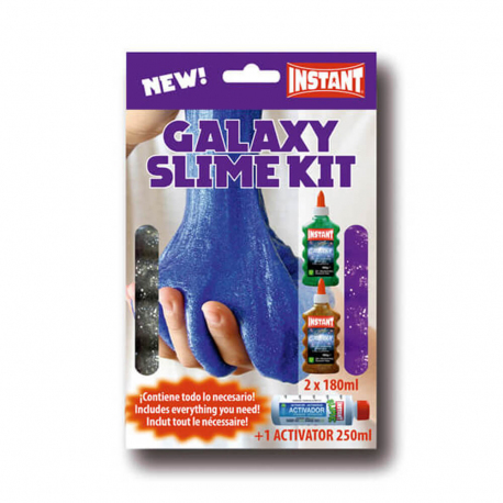 Kit Slime Galaxy - 2 bidons de 180 ml. + 1 liquide activateur magique 250  ml. - INSTANT