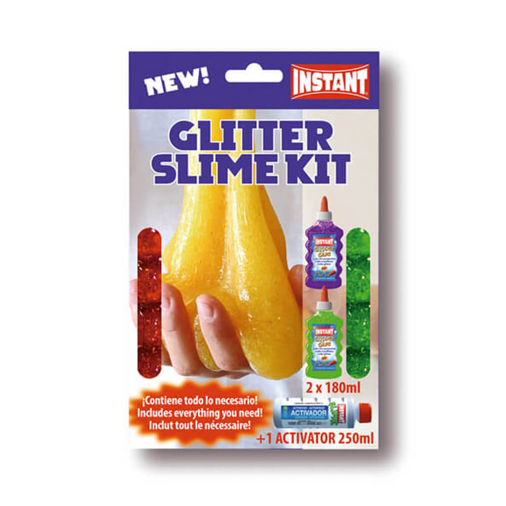 Mini kit pour fabriquer son Slime Colle paillette - 2 bidons de 180 ml. et  1 activateur magique 250 ml. - INSTANT