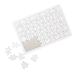 Lot de 10 Puzzle en Carton de 54 pièces avec Contour à Personnaliser - 16x24cm - Carton 900G/M2 - Coloris Blanc