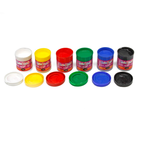 Lot de 6 Pots de Peinture Acrylique - 40 ml. - Couleurs Assorties - Playcolor - Acrylic Basic - 18191