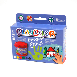 FINGER PAINT BASIC - Lot de 6 pots de peinture au doigt - 40 ml. couleurs assorties - PLAYCOLOR