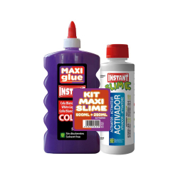 KIT MAXI SLIME COLLE BLANCHE VIOLETTE 500ml + ACTIVATEUR 250ml. - INSTANT