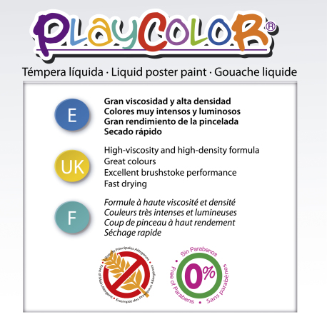 Lot de 6 Pots de Peinture Gouache Liquide Basic - 40 ml. Couleurs Assorties - Playcolor - 19931