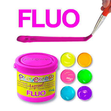 Lot de 6 pots de peinture gouache liquide FLUO - 40 ml. couleurs assorties