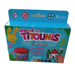 Lot de 6 Pots de Peinture au Doigt Titounis - 40 ml. Couleurs Assorties - Finger Paint Titounis - Playcolor - 81621